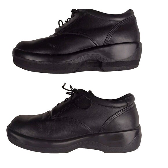APEX B2000W Womens Black Leather Ambulator Shoes Size 6.5 W Comfort Diabetic - Picture 2 of 9